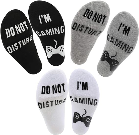 YHZFS 3 Pairs Do Not Disturb I'm Gaming Socks Mens Funny Dress Sock for Gamer Teen Young Boy Novelty Christmas Gifts