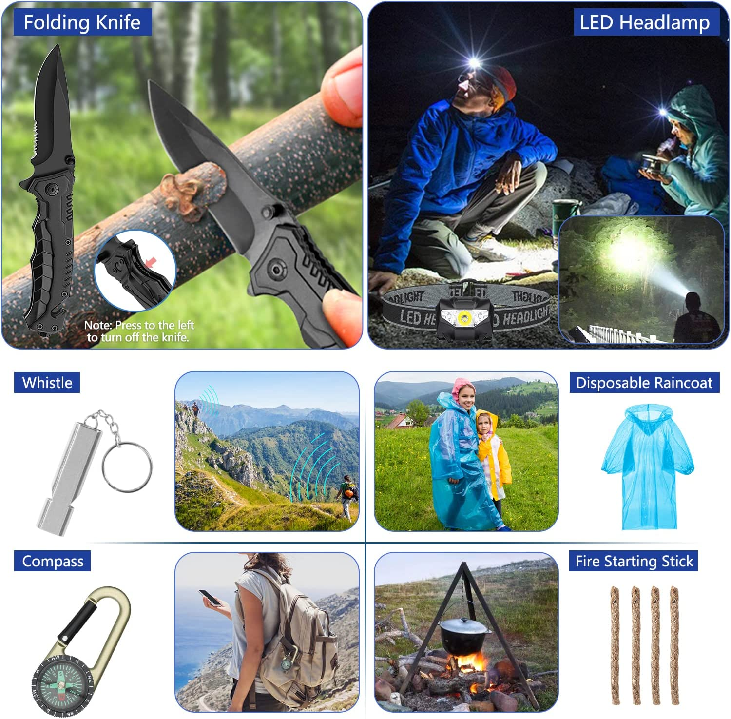 Emergency Survival Kit 176Pcs Gifts for Men Dad Husband Survival Gear Tool Kit S