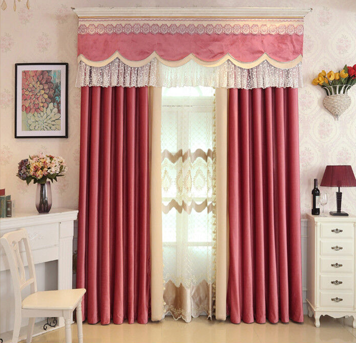 European pink splice thick Italian velvet cloth blackout curtain valance N949