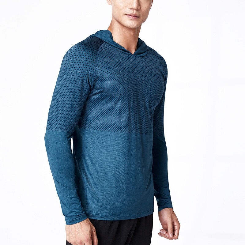 Men's UPF 50+Long Sleeve Sun Skin Protect T-Shirts Outdoor Fishing Hoodies Tops