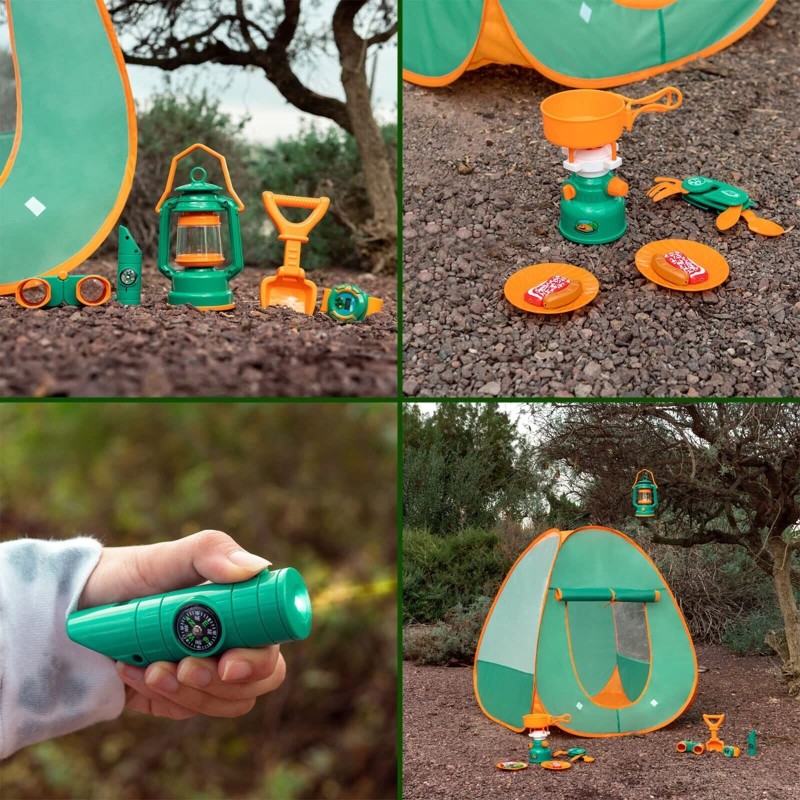 FUN LITTLE TOYS Kids Play Tent, Pop Up Tent with Kids Camping Gear Set, Outdo...