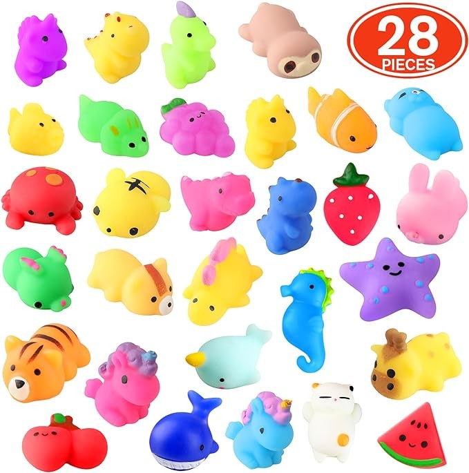 nobasco Squishies, 28 Pack Mochi Squishy Toys - Kawaii Cat Squishys Slow Rising Animals - Party Favors, Goodie Bag, Birthday Gifts, Mini Squishies Stress Reliever Toy Pack