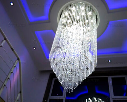 LED Crystal chandelier villa living room stair pendant lamp hotel lobby lighting