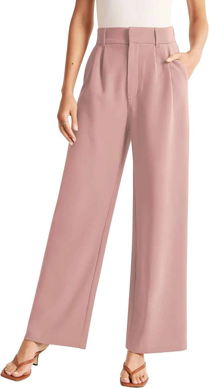 Sarin Mathews High Waisted Wide Leg Pants for Women Business Casual Dress Pant Palazzo Long Work Trousers with Pockets
