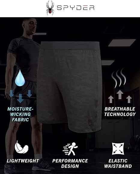 Spyder Men's Athletic Shorts - 2 Pack Lightweight Active Performance Camo Basketball Shorts (S-XL)