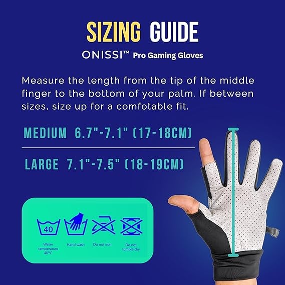ONISSI Pro Gaming Gloves for Sweaty Hands | Sim Racing Gloves | Gamer Gloves for Grip PS4/ PS5/Xbox/PC/VR/Mobile/Sim Racer