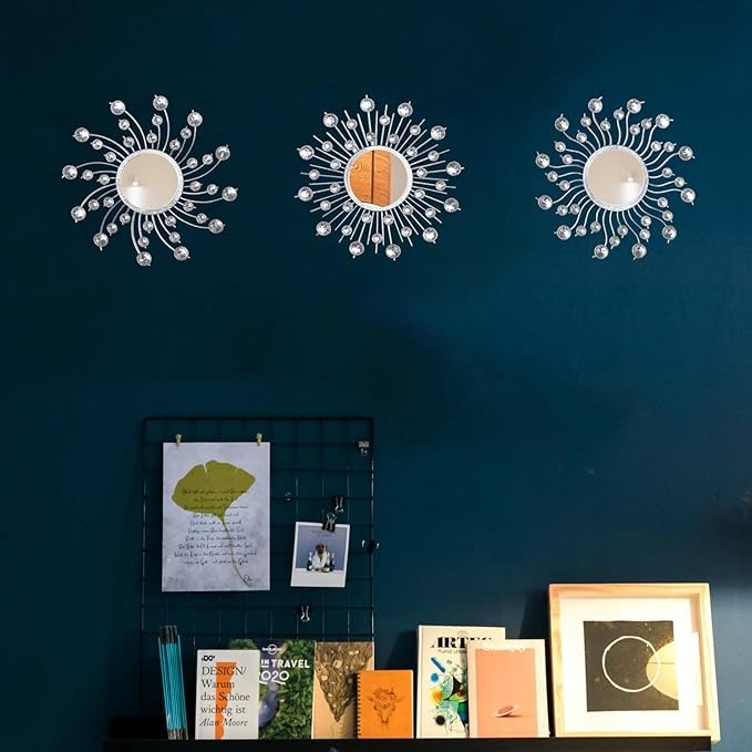 Tuokiuhn Mirror Wall Decor Silver Mirrors Metal Wall Mirrors Home Decorative Hanging Wall Art for Living Room Bedroom Entryway