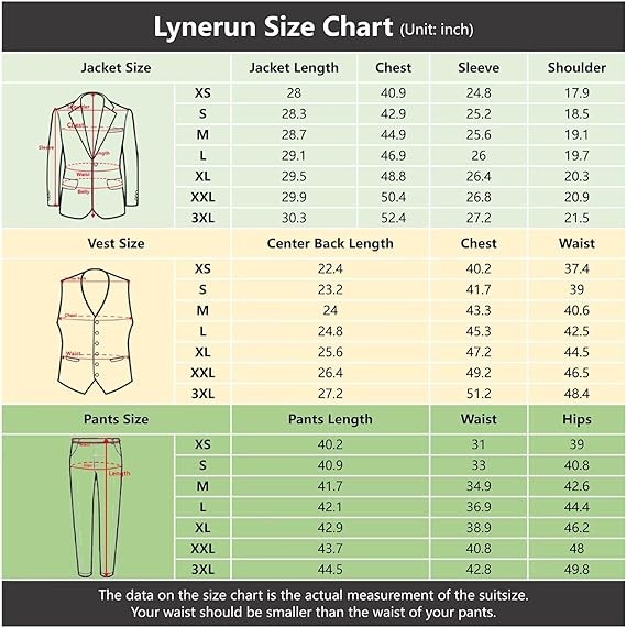 Mens Suit Solid Two Button Slim Fit Suit Set for Wedding Formal Business Suit Men 3 Piece Suit Blazer Vest Pants Set