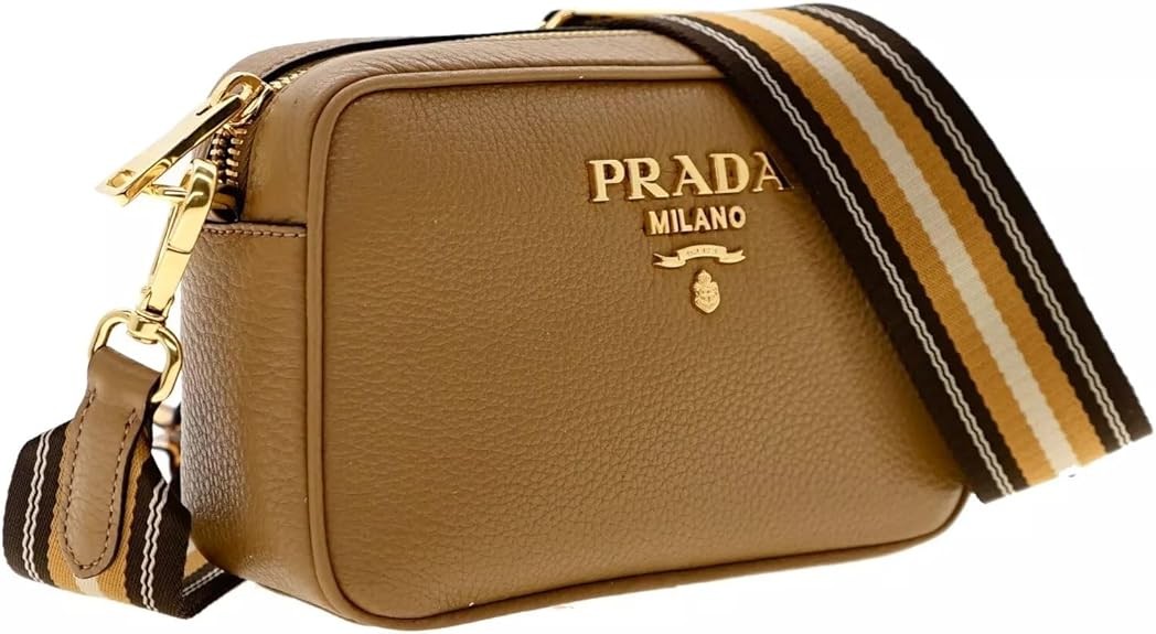 Prada Milano Leather Crossbody Bag, Small, Caramel, 7W x 5H x 2.5D inches