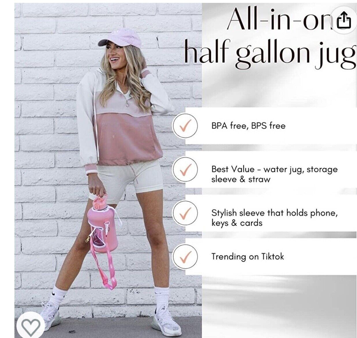 H2O Capsule 2.2L Half Gallon Water Bottle with Storage Sleeve and Removable. eb2