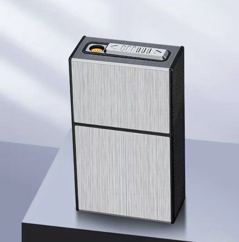 Cigarette Case with Lighters Rechargeable Windproof Flameless Portable Regular Size 100's Sli