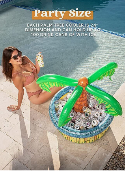 Inflatable Palm Tree Cooler Beach Theme Pool Party and Hawaiian Party