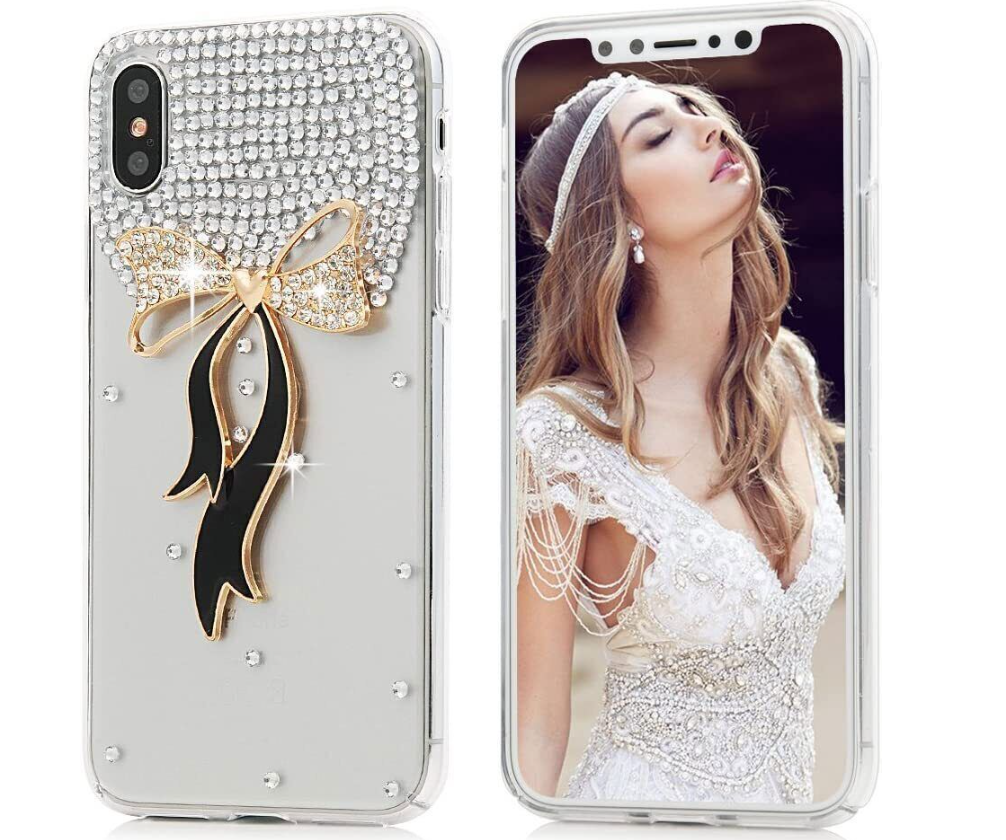 Bling Glitter Diamond Bow Phone Case For iPhone 13 12 11 Pro Max XR XS 6 7 8 SE