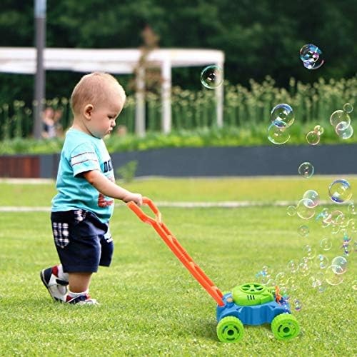 Lydaz Bubble Lawn Mower for Toddlers, Kids Bubble Blower Maker Machine, Summer Outdoor Push Backyard Gardening Toys, Birthday Gifts Party Games Push Toys for Preschool Baby Boys Girls