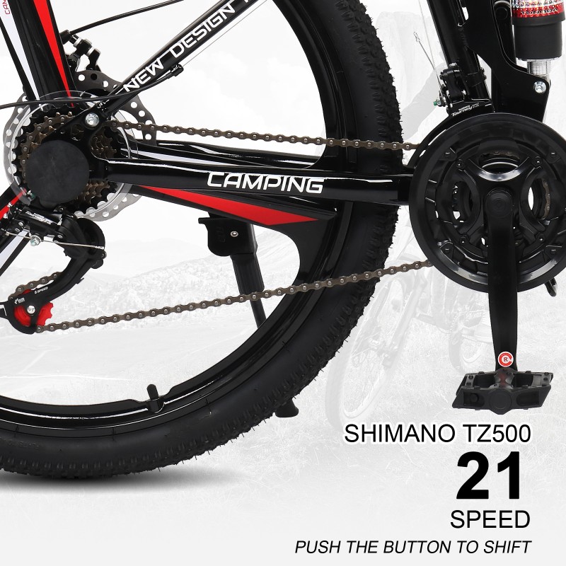 26" Full Suspension Mountain Bike Shimano 21 Speed Men's Bikes Bicycle MTB