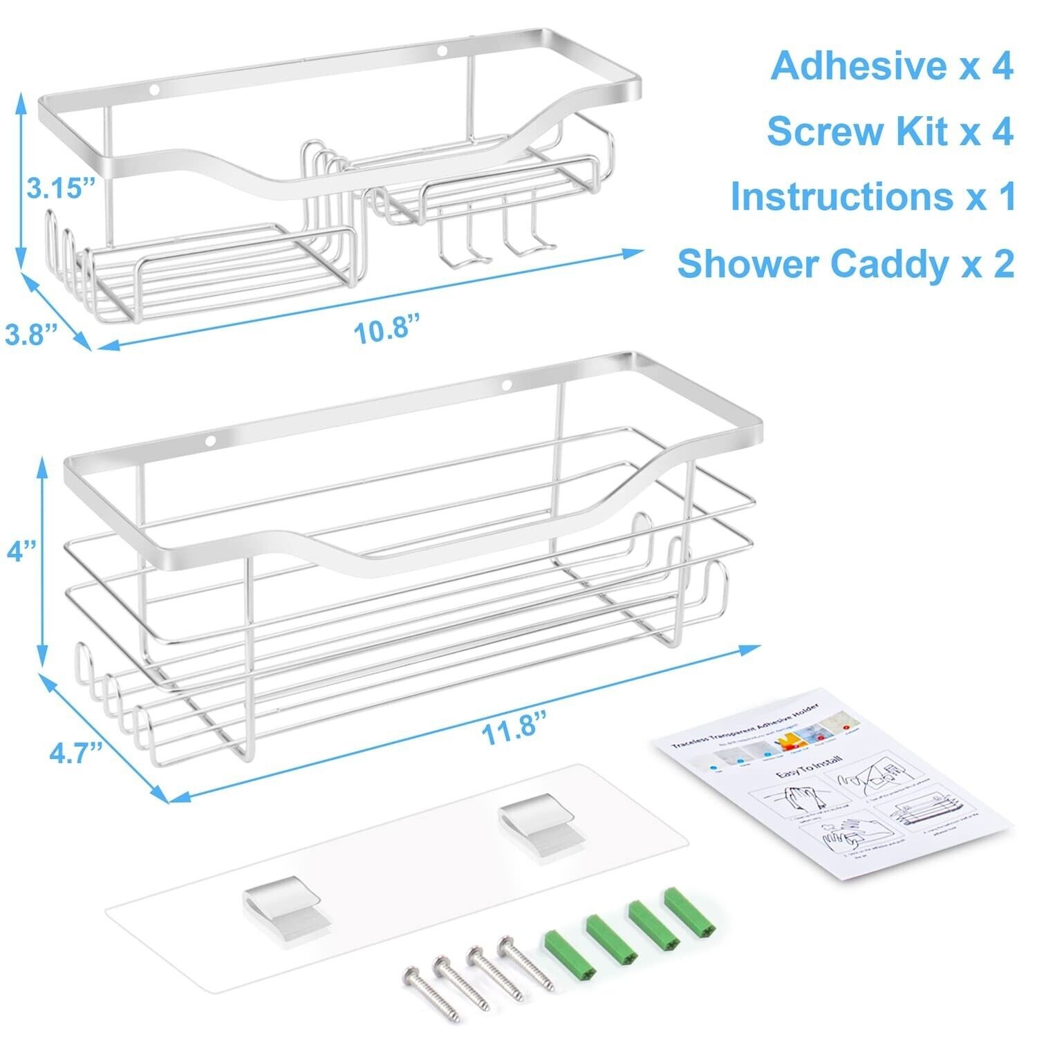NEW Goutoports Shower Rack Organizer Bathroom Storage Shelf Wall Mounted 2 Pack