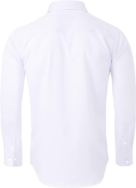 Alimens & Gentle Men's Dress Shirts Long Sleeve Wrinkle-Free Stretch Shirts Solid Formal Button Down Shirt with Pocket