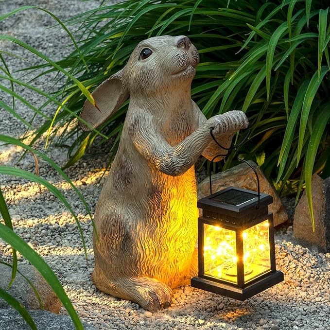 BRECK'S - Outdoor Solar Powered Garden Rabbit Statue
