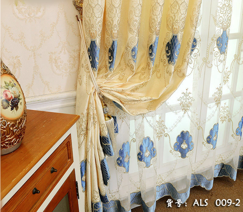 Custom European velvet embroidery shading blackout curtain valance M697