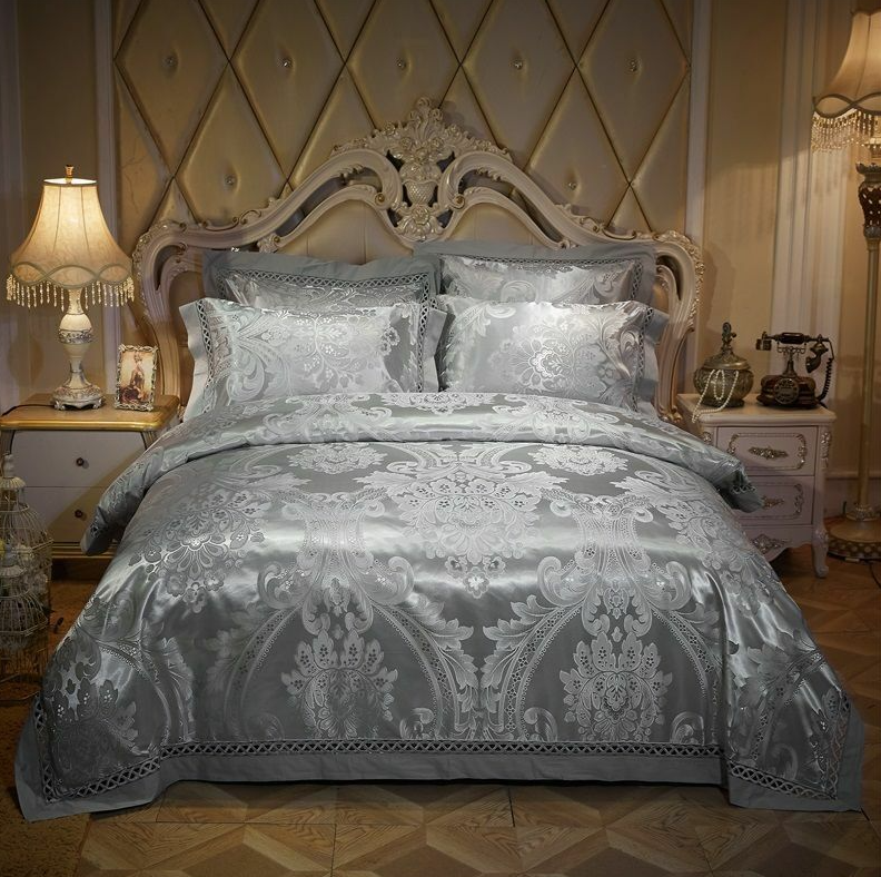 Luxury Silk Satin Bedding Sets Queen King Size Cotton Bed Bedlinen Linge