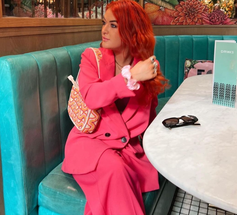 ZARA PINK FUCHSIA DOUBLE-BREASTED LAPEL COLLAR MUSCULINE OVERSIZED LONG BLAZER