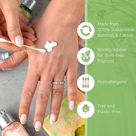 Ibambo 1000 Pack Bamboo Cotton Swabs - Double Tipped Cotton Buds for Ear Cleaning | Bamboo Swabs for Beauty, Personal Care, Arts & Crafts | Hypoallergenic & Ecofriendly, Suitable for All Ages and Pets