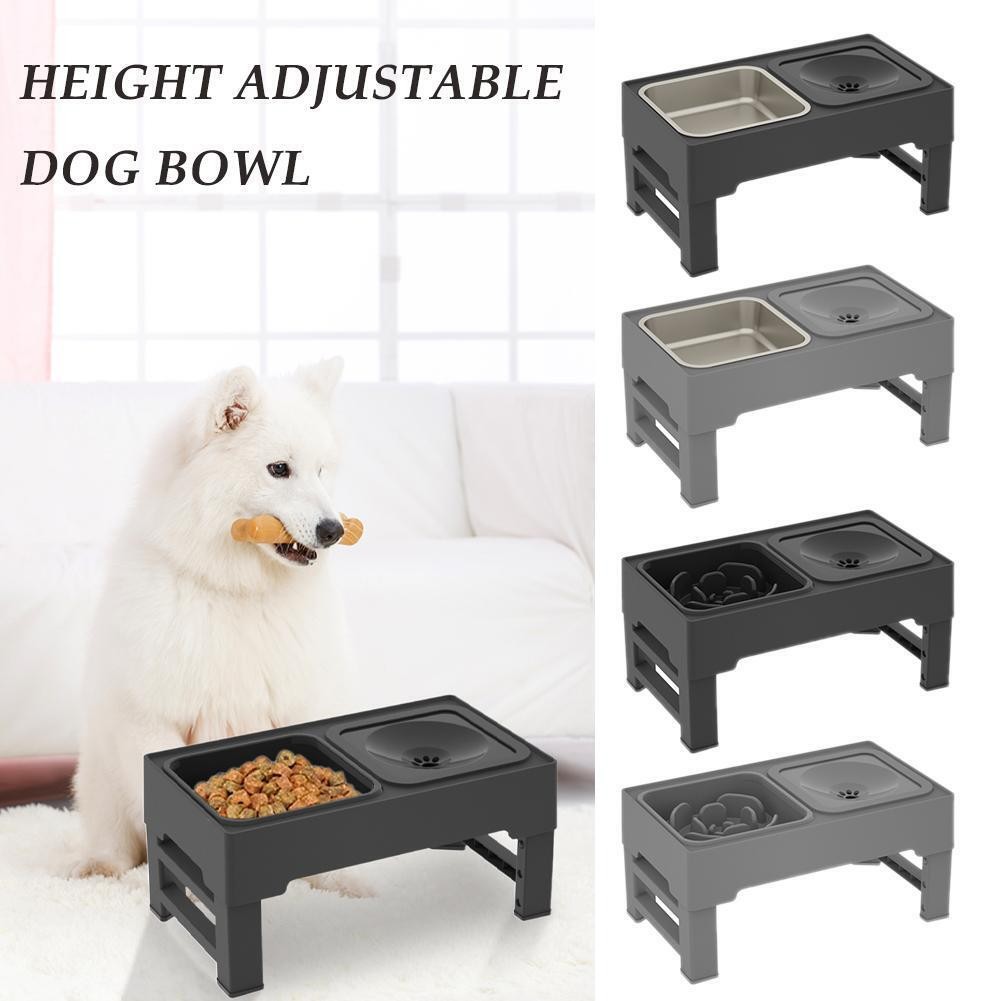Stainless Steel Foldable Pet Food & Water Bowl Height Adjustable for All Breeds