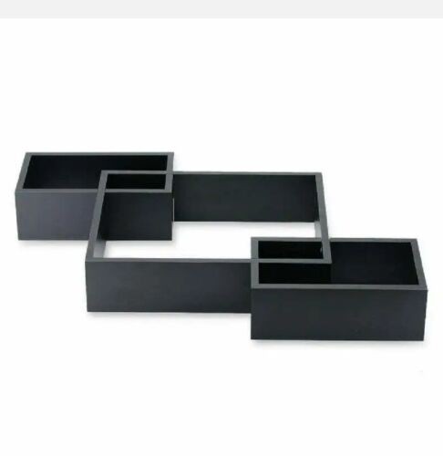 Wall Hanging Book Shelf Floating Shelves Black Organizer Storage Interlocking