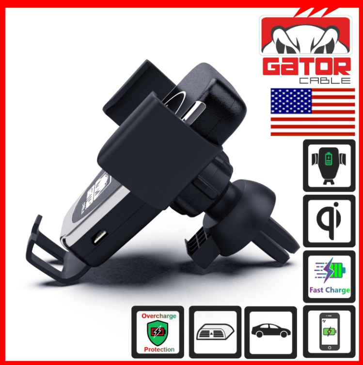 Qi Wireless Phone Charger Car Air Vent Mount Holder Fast Charge 10W Universal