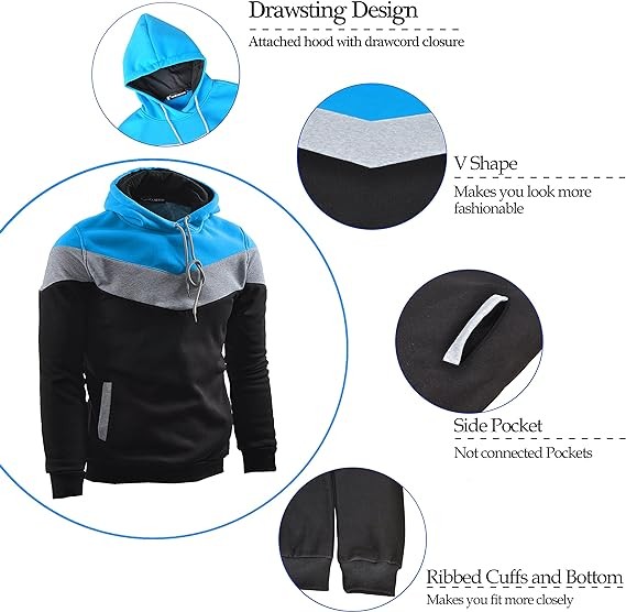 MOONCOLOUR Mens Novelty Color Block Hoodies Cozy Sport Outwear