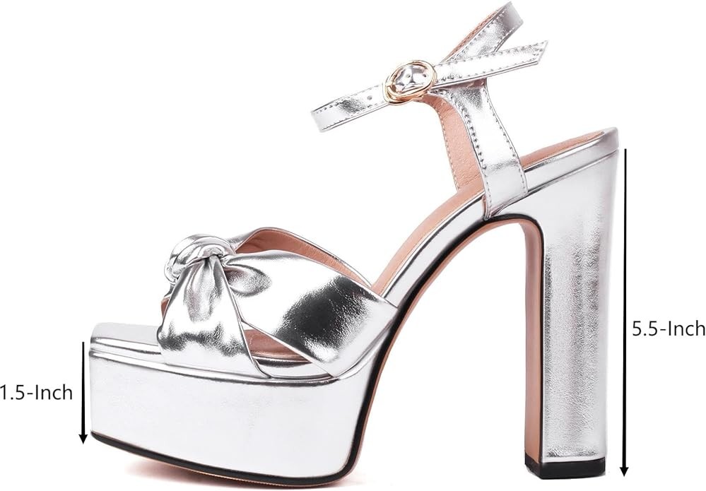 Latasa Women's High Chunky Platform Heels 5.5� Height Ajustable Ankle Strap Open Toe Party Dress Wedding Sandals