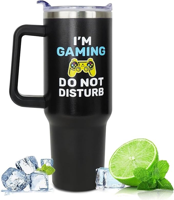 Gamer Gifts, Gaming Gifts For Men Gamers- Gifts For Gamers Teen Boys, Gamer Birthday Gifts, Cool Gifts For Gamers, Gamers Gift Ideas- 40 Oz Tumbler With Handle And Straw Gaming Mugs Gamer Cup