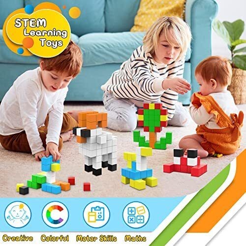 48PCS Magnetic Blocks for Toddlers Toys Large Magnetic Cube Toys for Sensory
