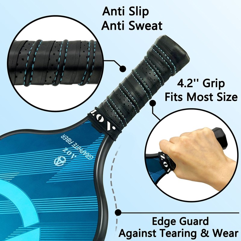AOZINTL Pickleball Paddles Set of 4, Graphite Face Pickleball Paddles with Honeycomb Core and Premium Comfort Grip, Equipment with 6 Balls, Pickle-Ball Racquet with1 Portable Bag for Men and Women