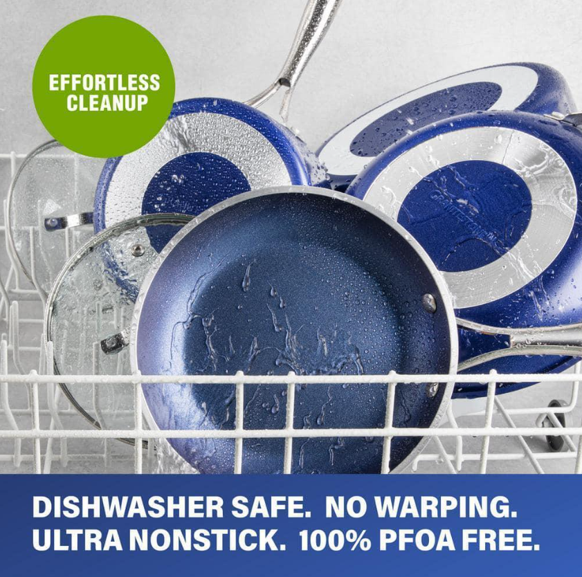 GRANITESTONE Cookware + Bakeware 15-Pcs Blue Aluminum Non-Stick Diamond Infused
