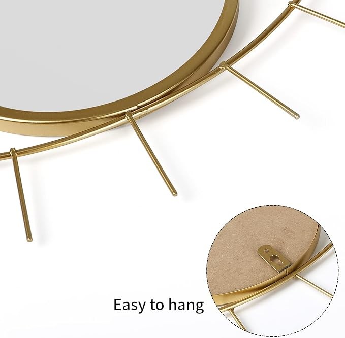 KHOYIME Evil Eye Wall Mirror Boho Gold Mirrors Decorative Metal Mirror with Tassels, Great Macrame Wall Art Bohemian Hanging Decor for Bedroom Living Room Bathroom