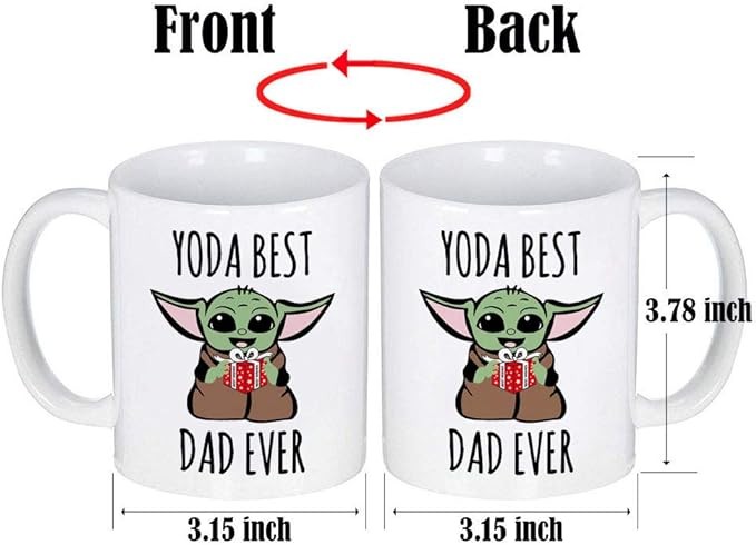 LOZACHE Baby Yoda Gifts for Dad, Best Dad Ever Coffee Mug for New Dad To Be Men Fathers' Day Gift Birthday Present from Daughter Son Wife (Yoda Dad)