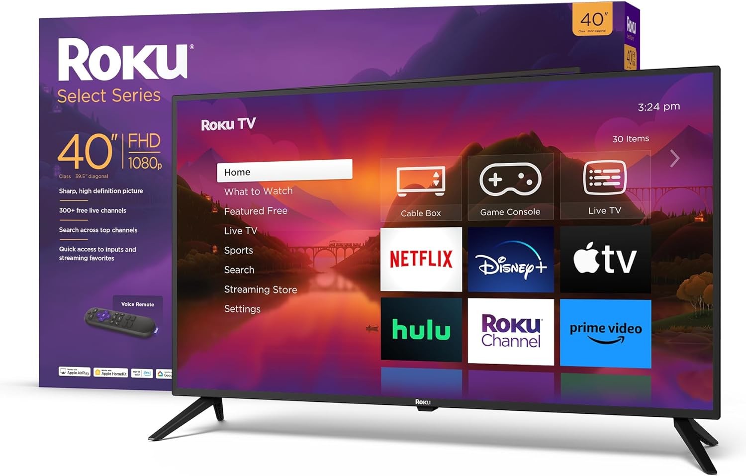Roku 40" Select Series 1080p Full HD Smart RokuTV with Voice Remote, Bright Picture, Customizable Home Screen, and Free TV