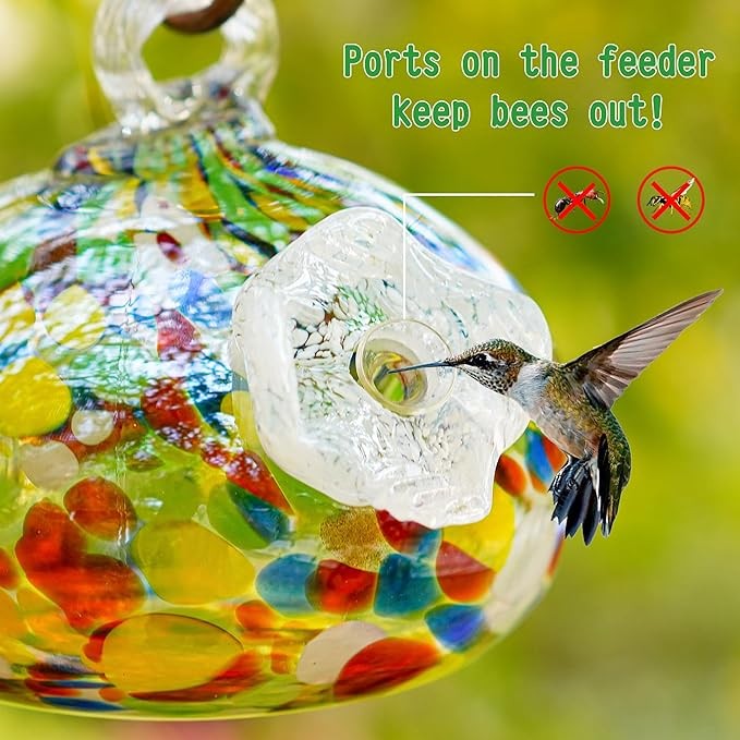 Hummingbird Feeders for Outdoors Glass Hanging with Hook Glass Hummingbird Feeders for Garden Backyard Decor for Bird Lovers