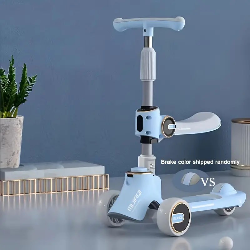 Kids Scooter With Foldable/Detachable Seat - 4 Height Adjustable 3 Wheels Toddler Scooter For Boys & Girls