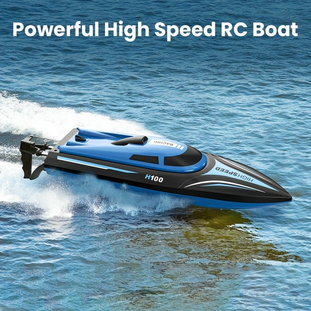 AUOSHI RC Boat for Adults and Kids, 20+ mph Fast Remote Control Boat for Pools and Lakes, 2.4GHz Racing Boats, 2 Battery, Low Battery Alarm, Capsize Recovery, Gifts for Boys Girls