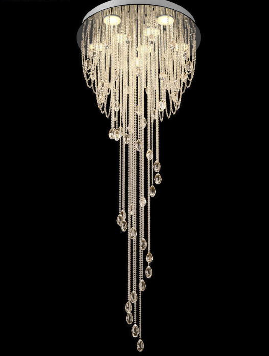 Villa spiral LED crystal pendant lamp Living Room Lobby stair ceiling light