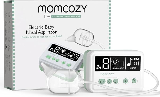 Momcozy Nasal Aspirator for Baby, 75kPa Electric Nose Aspirator for Toddler, Baby Nose Sucker with 9 Suction Levels, Automatic Nose Cleaner with 3 Silicone Tips, 9 Music and 3 Lights