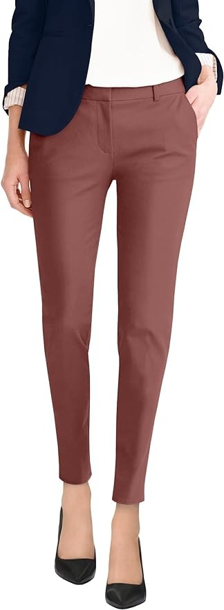 Hybrid & Company Womens Super Comfy Flat Front Stretch Trousers Chino Pants