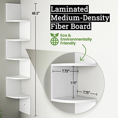Greenco 5-Tier Corner Shelves Floating Corner Shelf Wall Organizer Storage Ea...