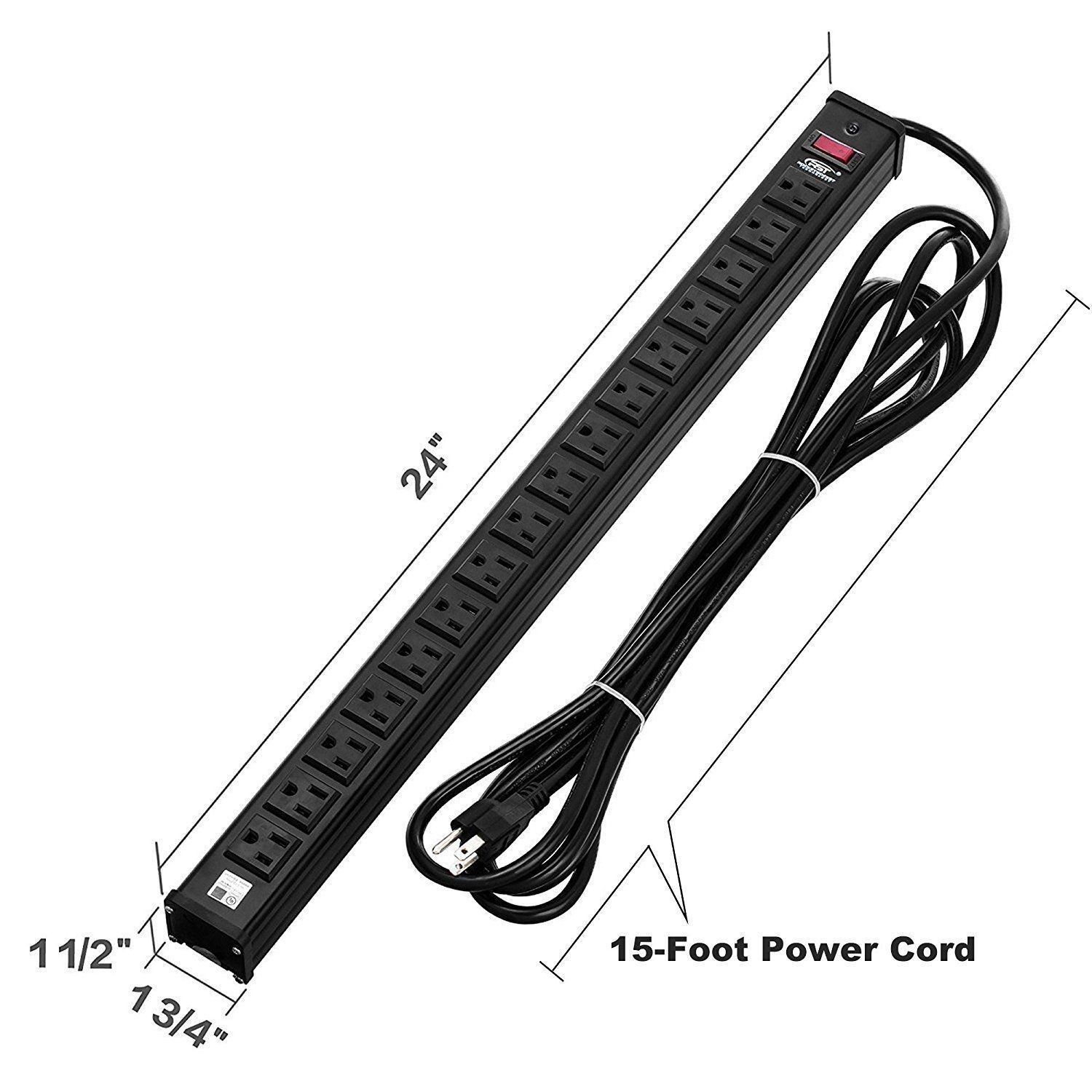 Power Strip Tower Surge Protector Power Strip with USB 12 Outlets with 4 USB Ports (1 USB C), Flat Plug 6.5FT Extension Cord Multi Plug Outlet Extender Overload Protection for Home Office