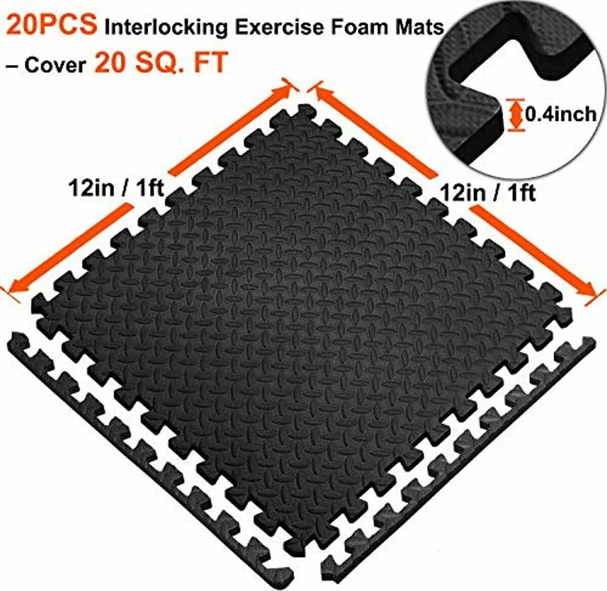 Exercise Mats Puzzle Foam Mats Gym Flooring Mat Cover 20 SQ.FT Interlocki