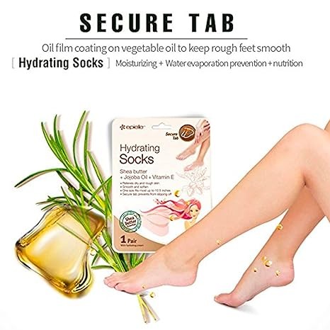 Epielle Hydrating Foot Masks (Socks 6pk) for foot cracked and dry heel to toe and callus Spa Masks - Shea butter + Jojoba Oil + Vitamin E Moisturize, Mothers Day GIfts