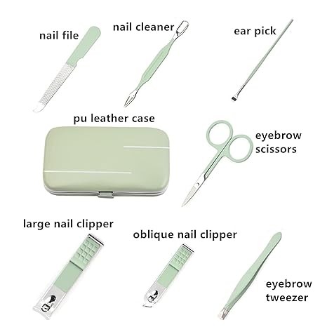 Manicure Set Nail Clipper Set Men Women Toe Finger Nail Clipper Personal Care Tools with Portable Travel Case Manicure Pedicure Tools Grooming Kit Gift for Men Women Family Friends Wife(Green)