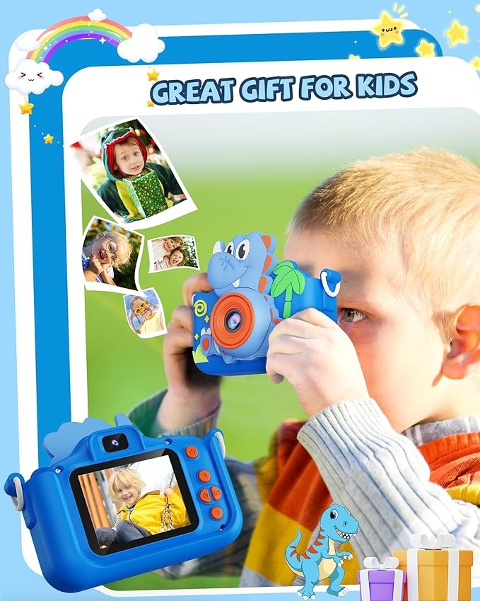 Dinosaurs Kids Selfie Camera Toys Christmas Birthday Gifts for Boys Age 3-10 Toddler Camera Toys Digital Video Cameras for Kids Age 3 4 5 6 7 8 9 10 11 12